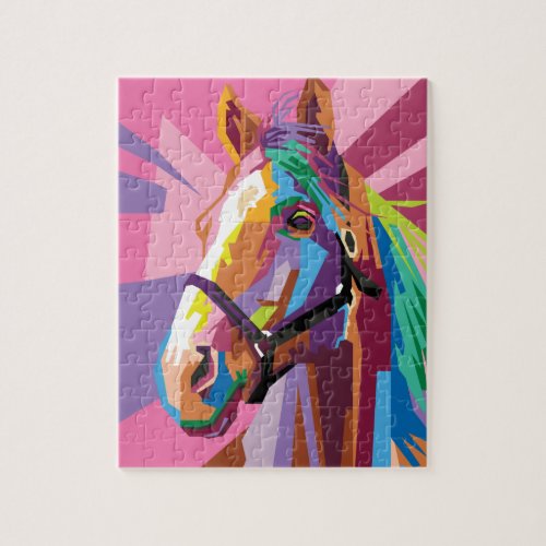Colorful Pop Art Horse Portrait Jigsaw Puzzle
