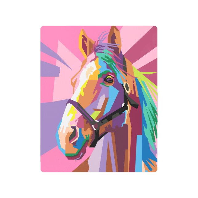 Colorful Pop Art Horse Portrait Metal Art (Front)