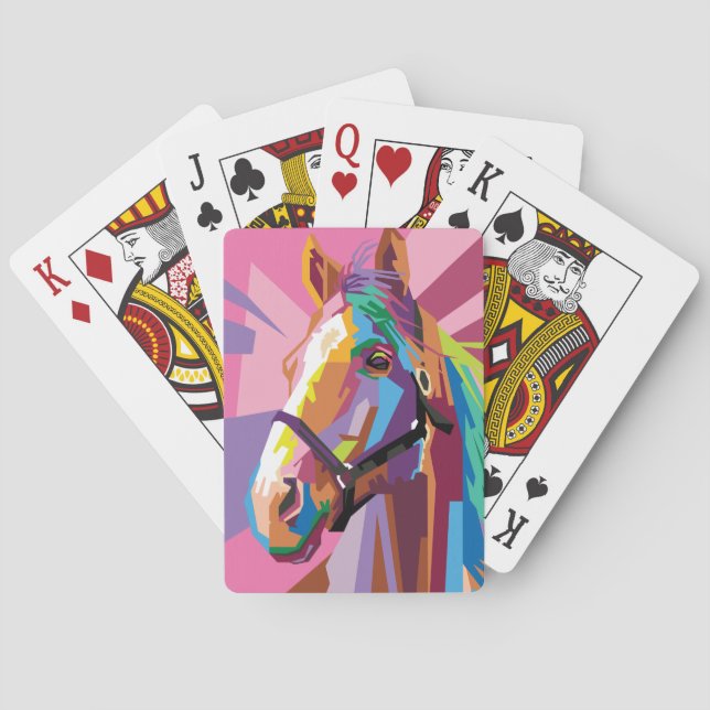 Colorful Pop Art Horse Portrait Poker Cards (Back)