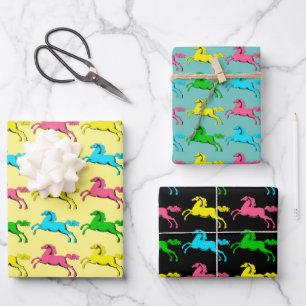 Colorful Pop Art Horse Wrap Craft Paper