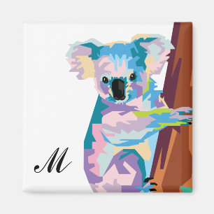 Colorful Pop Art Koala Monogrammed Magnet