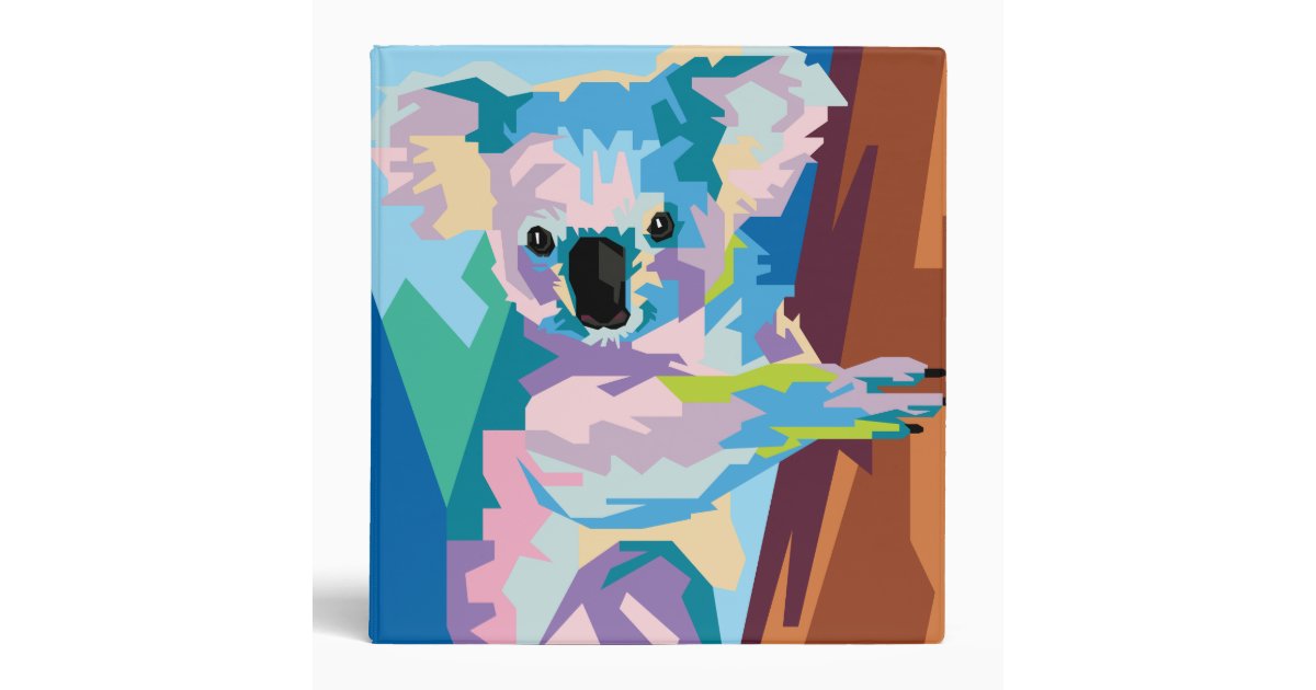 Colorful Pop Art Koala Portrait 3 Ring Binder | Zazzle.com