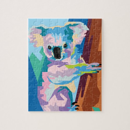 Colorful Pop Art Koala Portrait Jigsaw Puzzle