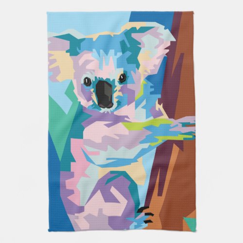 Colorful Pop Art Koala Portrait Kitchen Towel