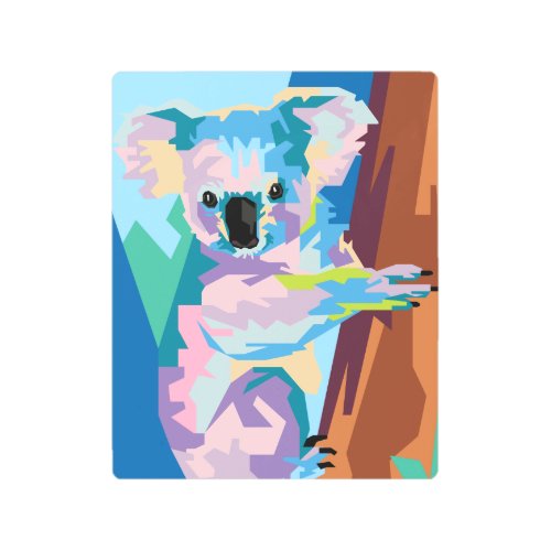 Colorful Pop Art Koala Portrait Metal Art