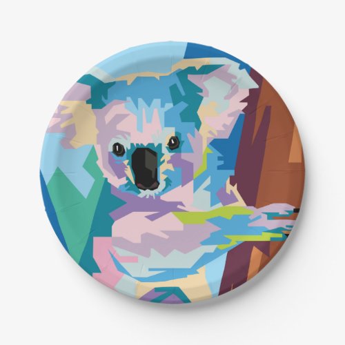 Colorful Pop Art Koala Portrait Paper Plates