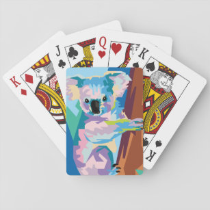 Colorful Pop Art Koala Portrait Playing Cards