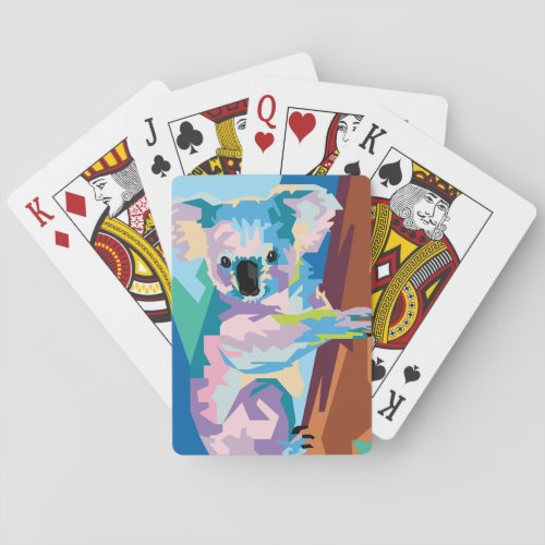 Colorful Pop Art Koala Portrait Playing Cards
