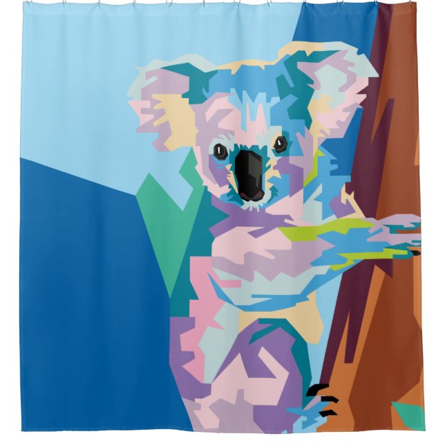 Colorful Pop Art Koala Portrait Shower Curtain (Front)