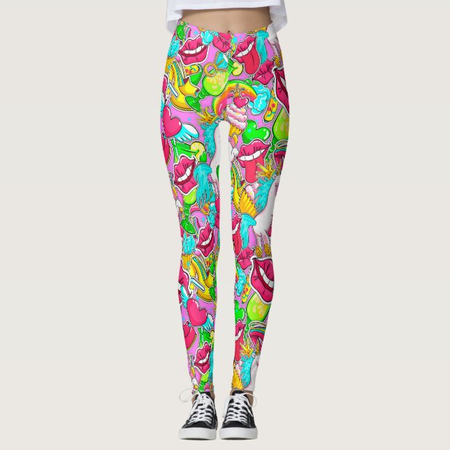 Colorful Pop Art Leggings (Front)