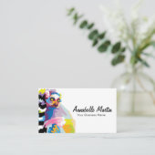Colorful Pop Art Lemur Business Card (Standing Front)