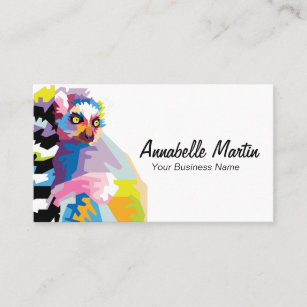 Colorful Pop Art Lemur Business Card