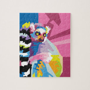 Colorful Pop Art Lemur Portrait Jigsaw Puzzle