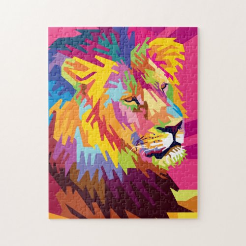 Colorful Pop Art Lion Portrait Jigsaw Puzzle
