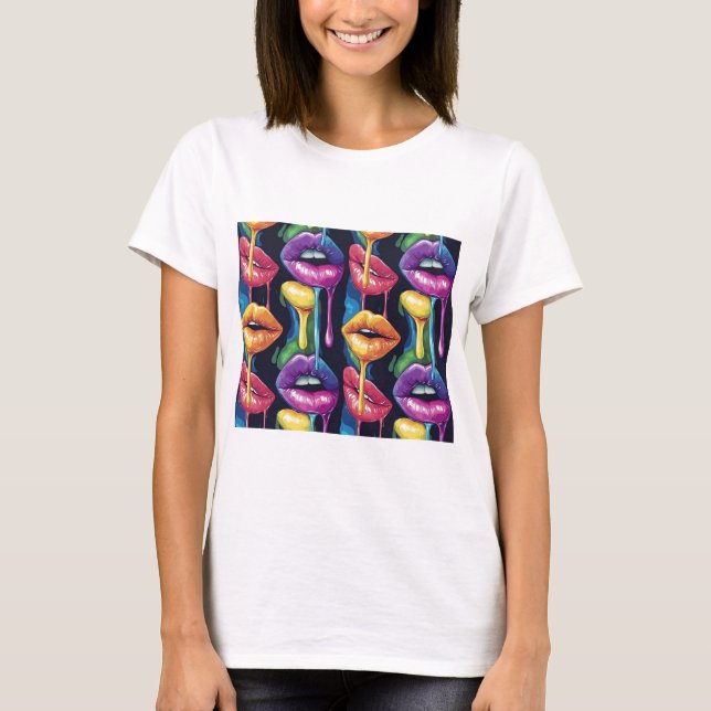 Colorful Pop Art Lips T-Shirt – Bold & Artistic Wo (Front)