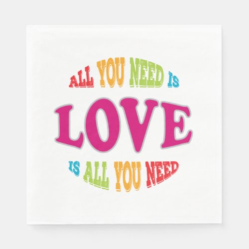 Colorful Pop Art Love is All You Need Napkins