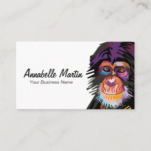 Colorful Pop Art Monkey Business Card