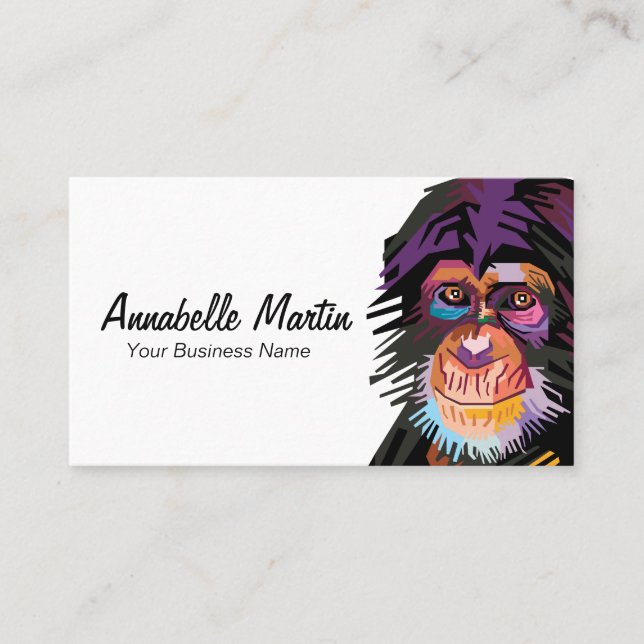 Colorful Pop Art Monkey Business Card (Front)