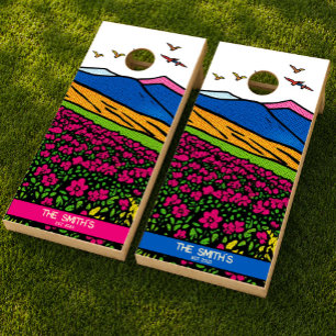 Colorful Pop Art Mountain Cornhole Set