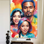 Colorful Pop Art Multiculture People Diversity  Poster<br><div class="desc">A bright, cheerful poster with happy faces from Africa, Mexico, and East Asia. The people are smiling and wearing colorful, traditional clothes. The background is filled with soft, watercolor splashes in all sorts of bright colors, making everything look lively and fun. This poster celebrates how cool it is that people...</div>
