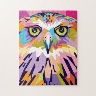 Colorful Pop Art Owl Portrait Jigsaw Puzzle