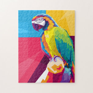 Colorful Pop Art Parrot Portrait Jigsaw Puzzle