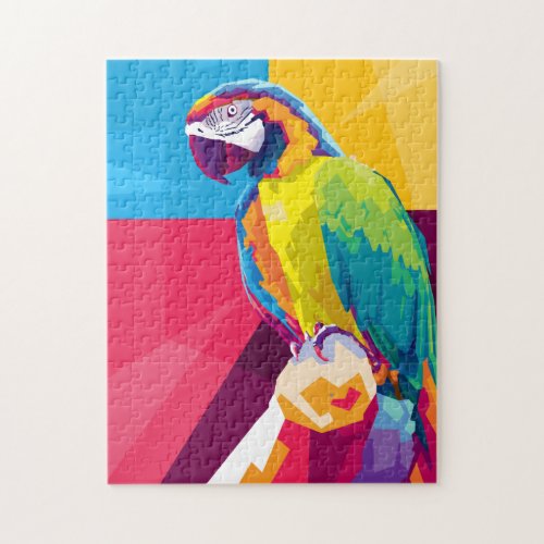 Colorful Pop Art Parrot Portrait Jigsaw Puzzle