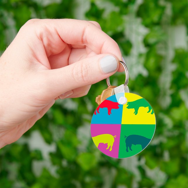 Colorful Pop Art Pig Keychain (Creator Uploaded)