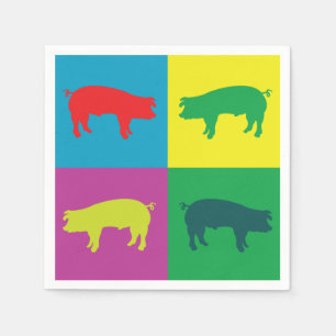 Colorful Pop Art Pig Napkins