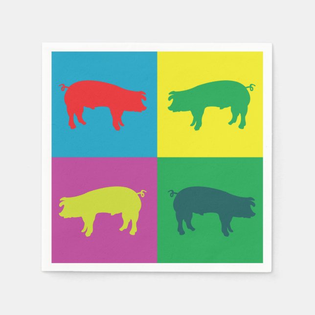 Colorful Pop Art Pig Napkins (Front)