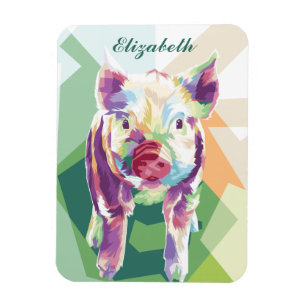 Colorful Pop Art Pig Personalized Magnet