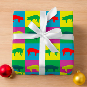 Colorful Pop Art Pig Wrapping Paper