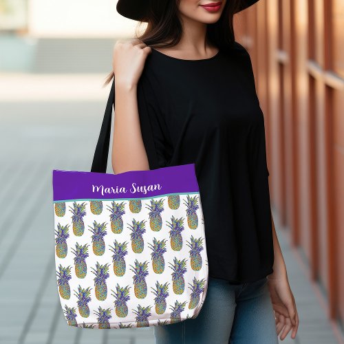 Colorful Pop Art Pineapple Tote Bag