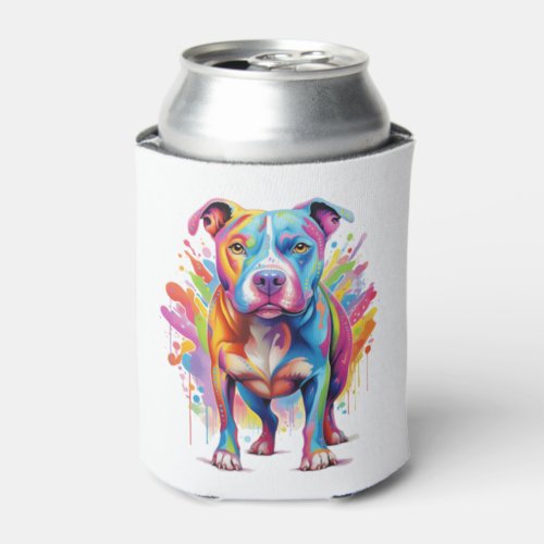 Colorful Pop Art Pitbull Portrait Dog Lover Pullov Can Cooler