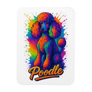 Colorful Pop Art Poodle Dog Illustration – Vibrant Magnet