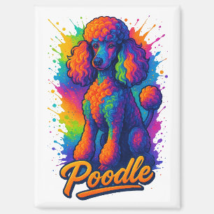 Colorful Pop Art Poodle Dog Illustration – Vibrant Magnet