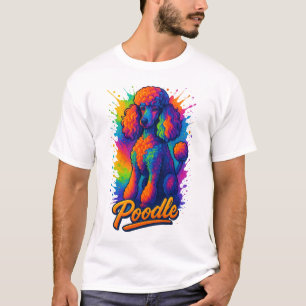 Colorful Pop Art Poodle Dog Illustration – Vibrant T-Shirt