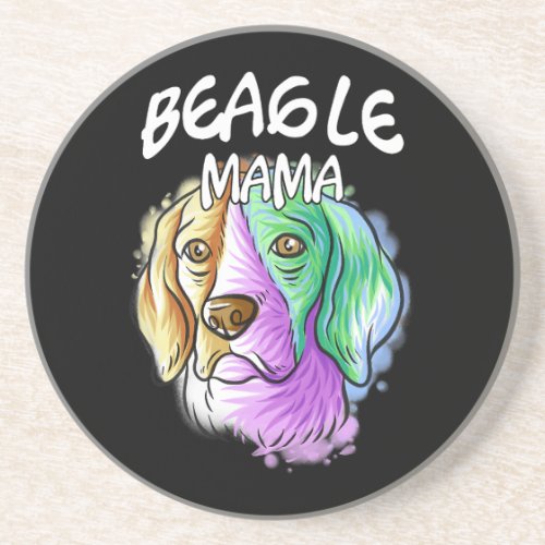 Colorful Pop Art Portrait Beagle Dog Mom   Coaster