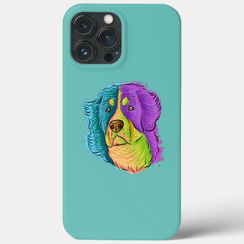 Colorful Pop Art Portrait Bernese Mountain Dog iPhone 13 Pro Max Case