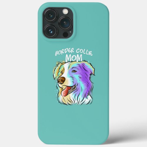 Colorful Pop Art Portrait Border Collie Dog Mom iPhone 13 Pro Max Case