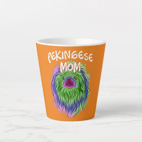 Colorful Pop Art Portrait Pekingese Dog Mom Latte Mug
