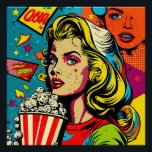 Colorful Pop Art Retro Popcorn Blonde Woman Art Poster<br><div class="desc">Colorful Pop Art Retro Popcorn Blonde Woman Art</div>
