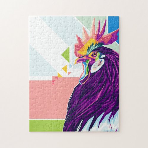 Colorful Pop Art Rooster Portrait Jigsaw Puzzle