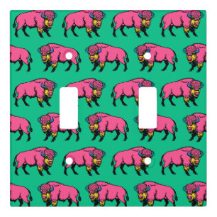Colorful Pop-Art Southwestern Buffalo/Bison Light Switch Cover