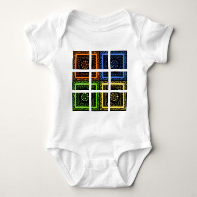 Colorful Pop Art Squares in a box Baby Bodysuit (Front)