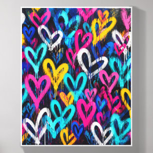 Colorful Pop Art Stencil Hearts Canvas Wall Art Photo Tile