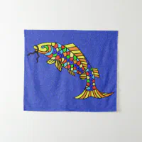 Bass Fishing Fish American Flag Patriotic Fishing Tapestry