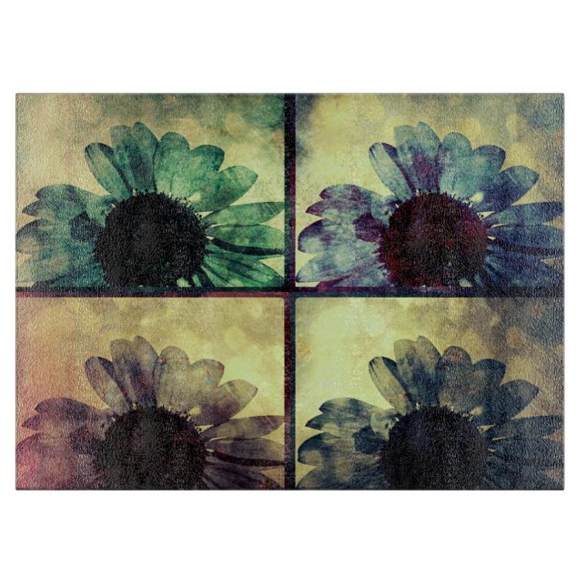 Colorful Pop Art Sunflowers Cutting Board (Front)