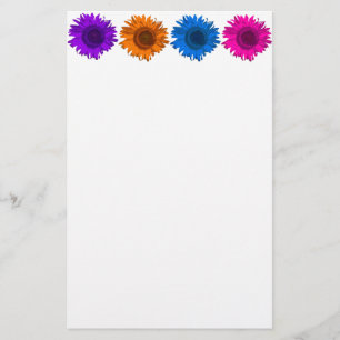 Colorful Pop Art Sunflowers Stationery