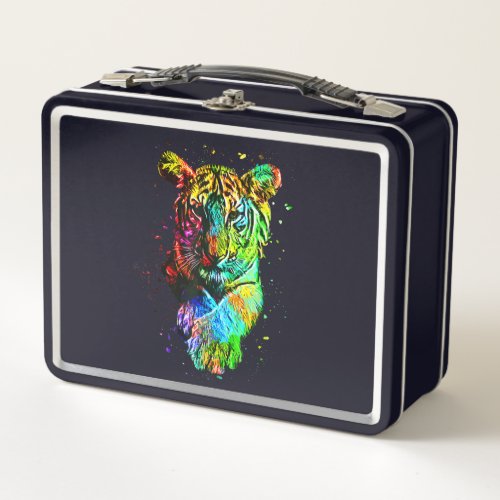 Colorful Pop Art Tiger Metal Lunch Box